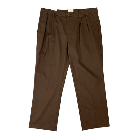 St Johns Bay Pleated Pant Mens 38 Brown Cotton Blend Classic Fit Easy Care Chino - Picture 1 of 13